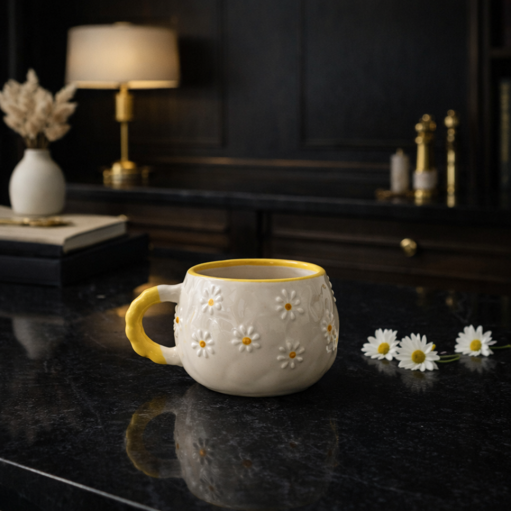 ValoraAI Daisy Ritual Mug – İçten Sarı Papatya Serisi (Son Bir Ürün!)